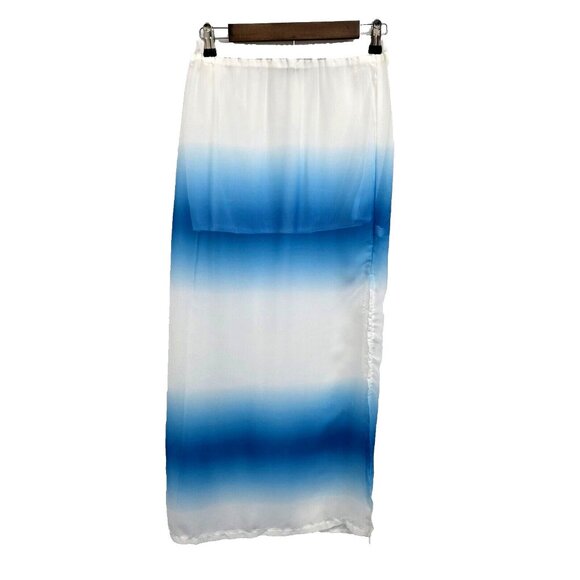 NWT Spiaggia Dolce Womens Swim Suit Cover Up Skirt S Sheer Blue Ombre Side Slits - Picture 1 of 10